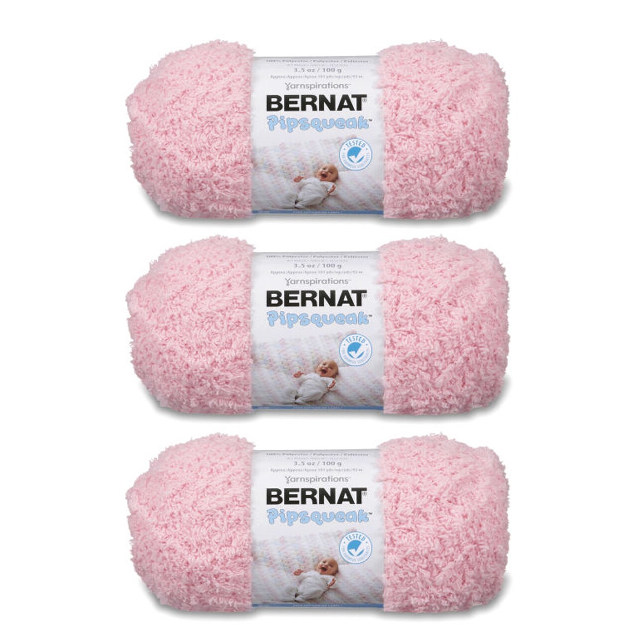 Bernat Pipsqueak Tickle Me Pink Yarn - 3 Pack of 100g/3.5oz - Polyester - 5 Bulky - 101 Yards - Knitting/Crochet